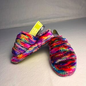 UGG Fluff Yeah Pixelate White Slide/Slipper/Sandal Women's US Size 5